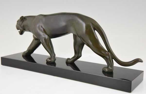 Art Deco sculpture of a walking panther