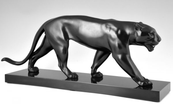 Art Deco sculpture walking panther Baghera