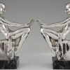 Art Deco silvered bookends with reading nudes