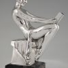 Art Deco silvered bookends with reading nudes
