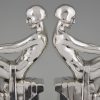 Art Deco silvered bookends with reading nudes