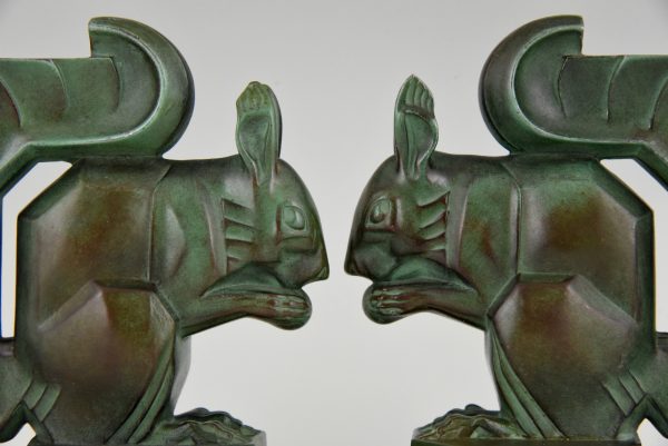 Art Deco squirrel bookends