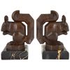 Art Deco squirrel bookends brown