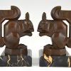 Art Deco squirrel bookends brown