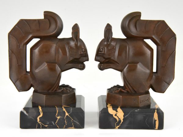 Art Deco squirrel bookends brown