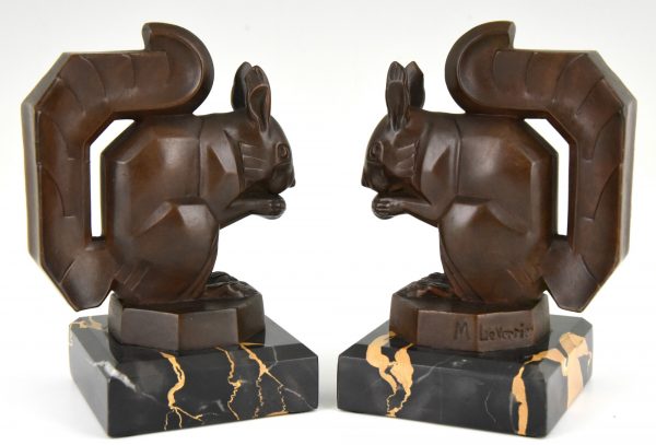 Art Deco squirrel bookends brown