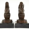 Art Deco squirrel bookends brown