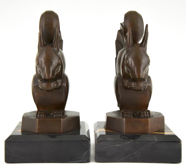 Art Deco squirrel bookends brown