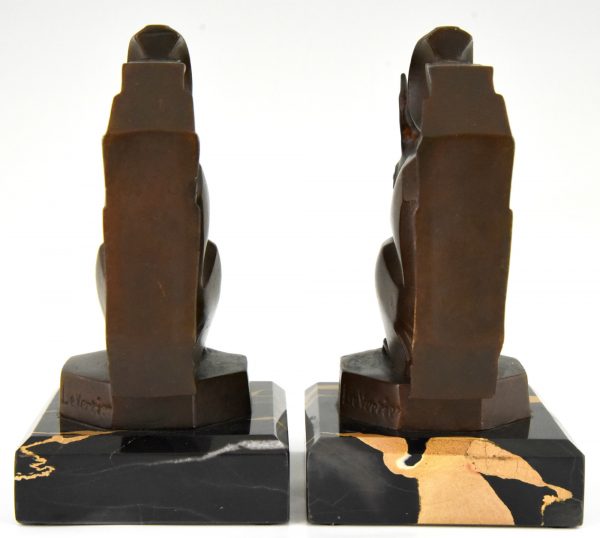 Art Deco squirrel bookends brown