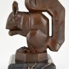 Art Deco squirrel bookends brown