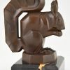 Art Deco squirrel bookends brown