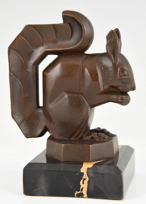 Art Deco squirrel bookends brown