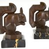 Art Deco squirrel bookends brown