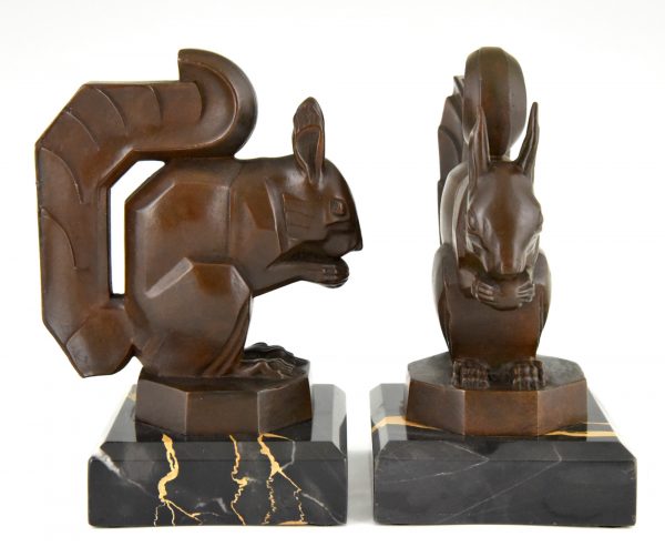 Art Deco squirrel bookends brown