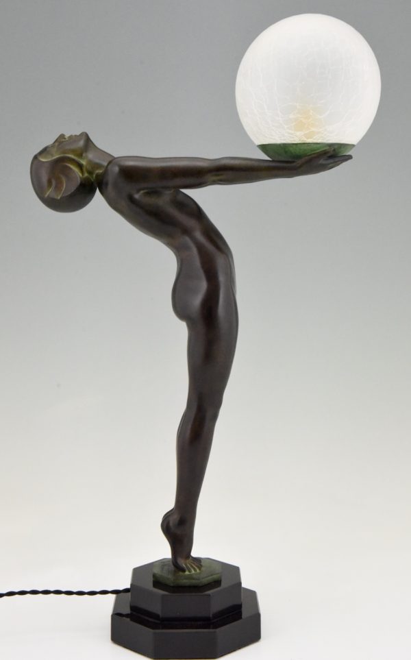 Art Deco style lamp standing nude Clarte, 65 cm.