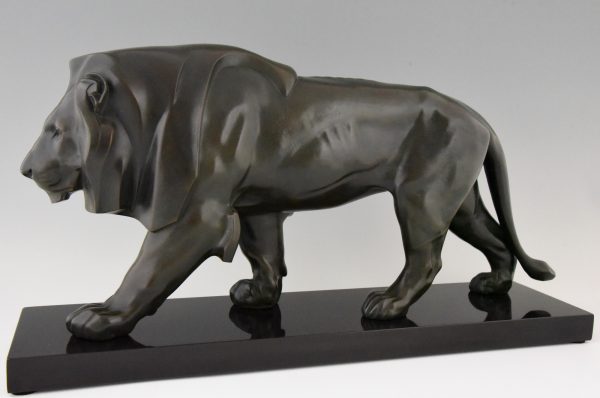 Art Deco sulpture of a walking lion