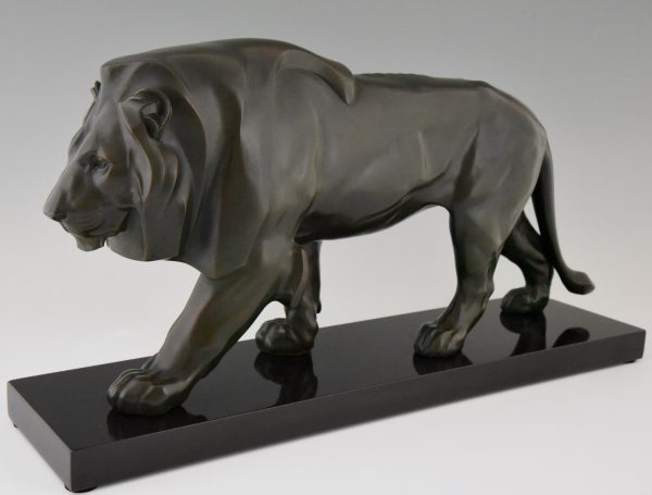 Art Deco sulpture of a walking lion