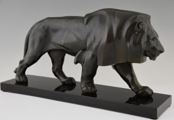 Art Deco sulpture of a walking lion