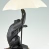 Art Deco Lampe Skulptur Affe mit Regenschirm