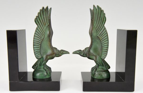 Art Deco vulture bird bookends