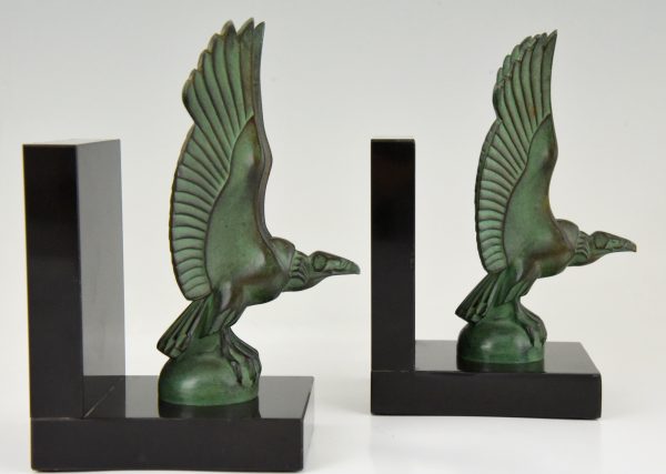 Art Deco vulture bird bookends