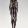 Clarté Art Deco style lamp nude holding a globe 84 cm 33 inch.