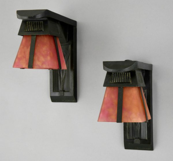 Art Deco wandlampen met vogels