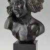 Art Deco bronze buste d’une satyre féminin