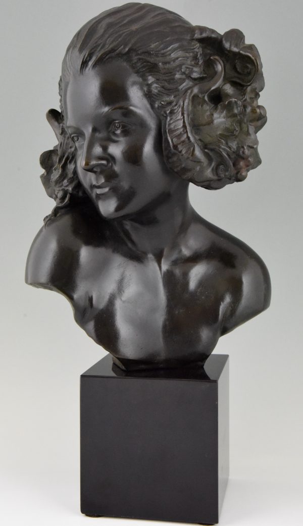 Art Deco bronze bust of a female satyr