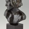 Art Deco bronze bust of a female satyr