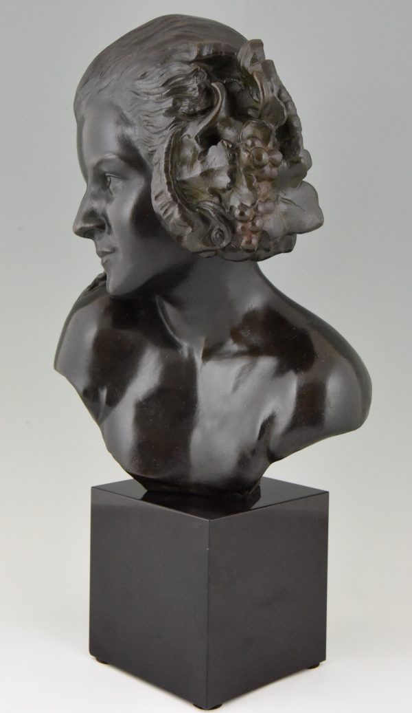 Art Deco bronze bust of a female satyr