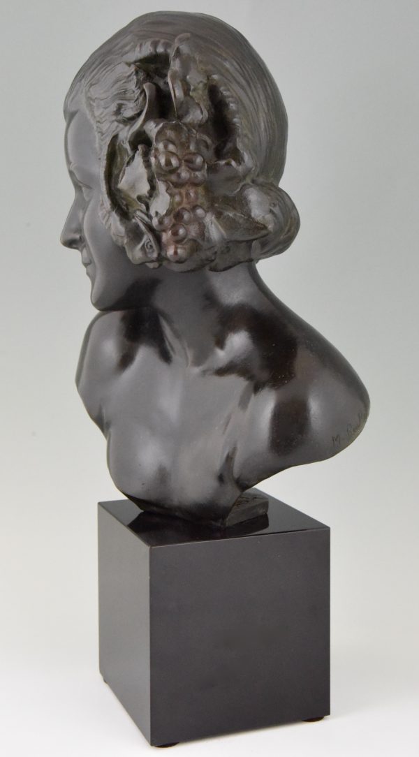 Art Deco bronze bust of a female satyr