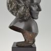 Art Deco bronze bust of a female satyr