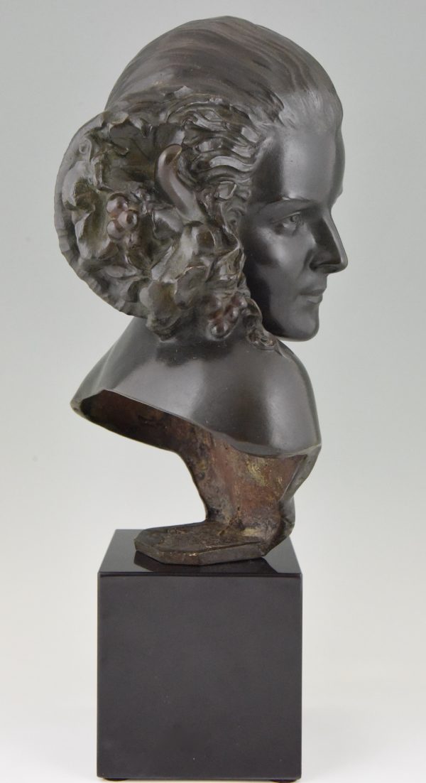 Art Deco bronze bust of a female satyr