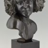 Art Deco bronze bust of a female satyr