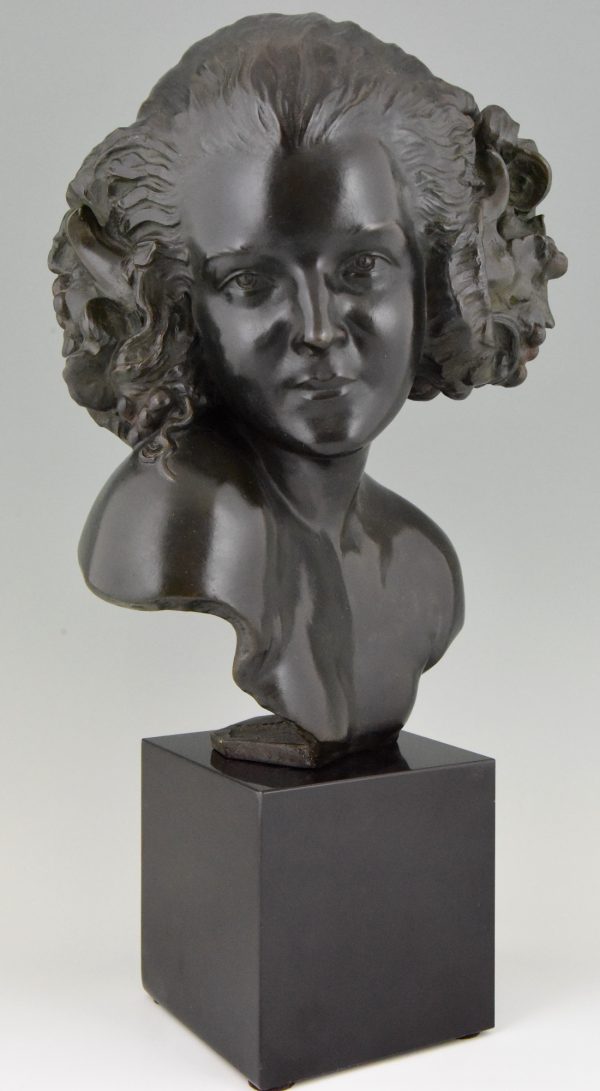 Art Deco bronze bust of a female satyr