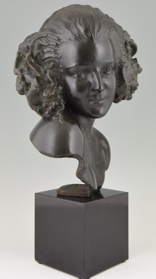 Art Deco bronze bust of a female satyr