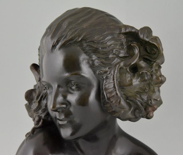 Art Deco bronze buste d’une satyre féminin