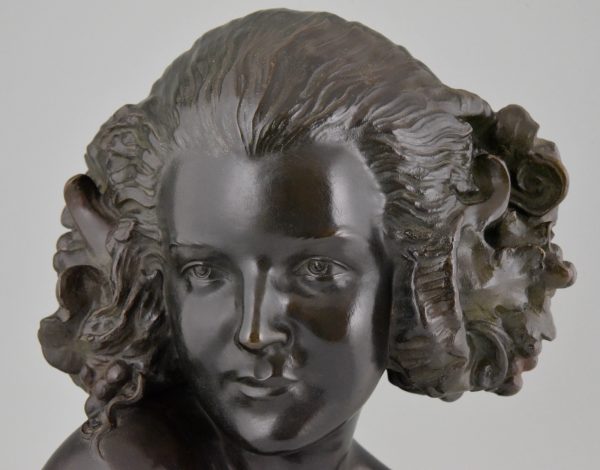 Art Deco bronze bust of a female satyr
