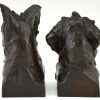 Art Deco bronze sculpture terrier dog bust bookends
