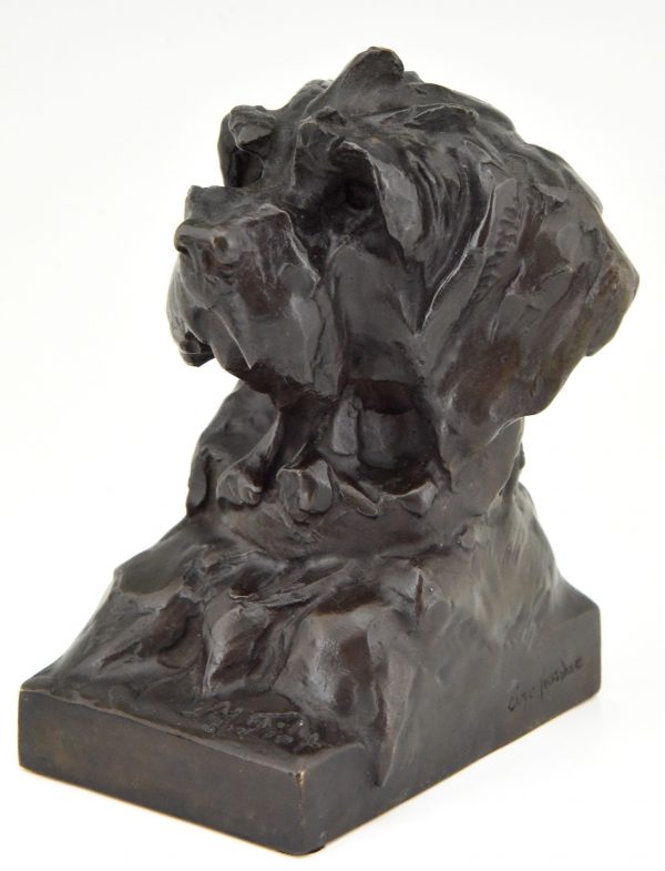 Art Deco sculpture serre livres bronze buste de chiens