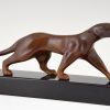 Art deco bronzen beeld panter