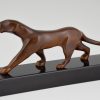 Art deco bronzen beeld panter