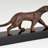 Art deco bronzen beeld panter