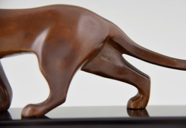 Art deco bronzen beeld panter