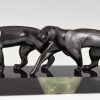 Art Deco bronze sculpture two panthers