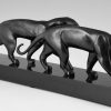 Art Deco bronze sculpture two panthers