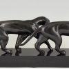 Art Deco bronzen sculptuur twee panters