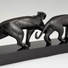 Art Deco bronze sculpture two panthers
