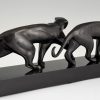 Art Deco bronzen sculptuur twee panters